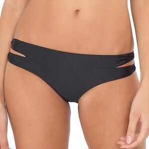 Luli Fama Black Double-Strap Hipster Bikini Bottom